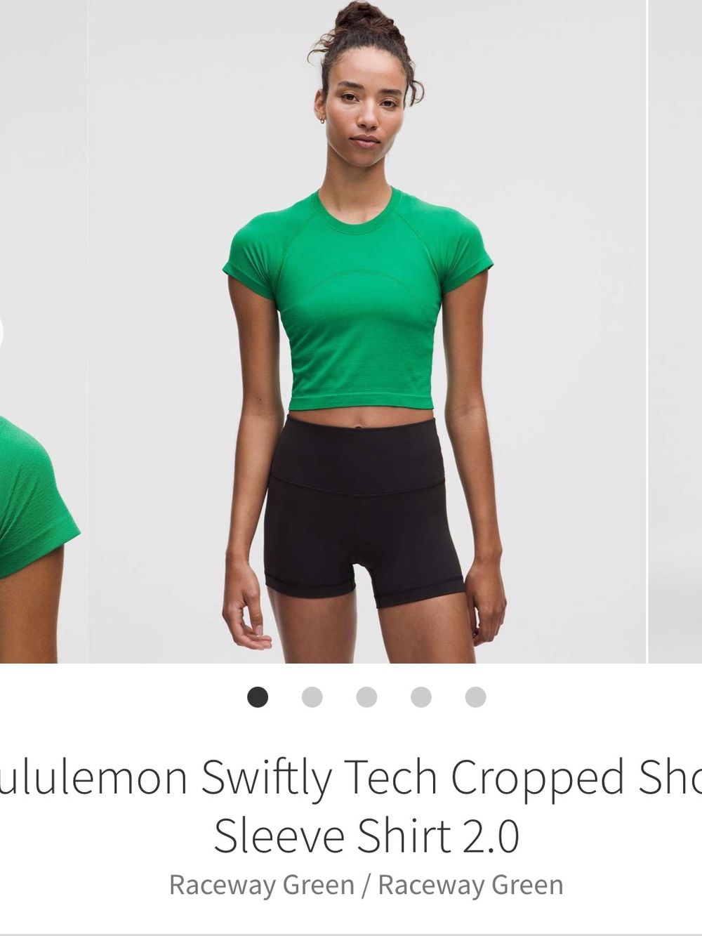Lululemon Swiftly Tech Cropped Short Sleeve Shirt 2.0 Raceway Green Sz 8